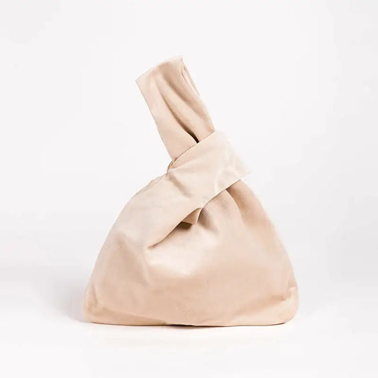 Cream Velvet Knot Bag